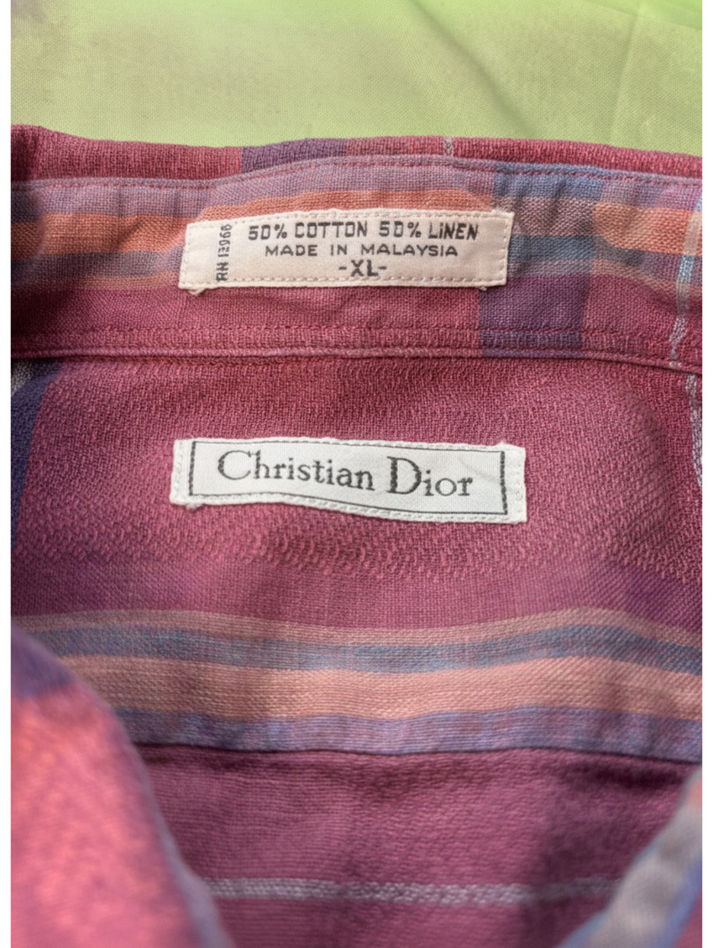 Vintage Christian Dior Plaid Linen Shirt XL 90s